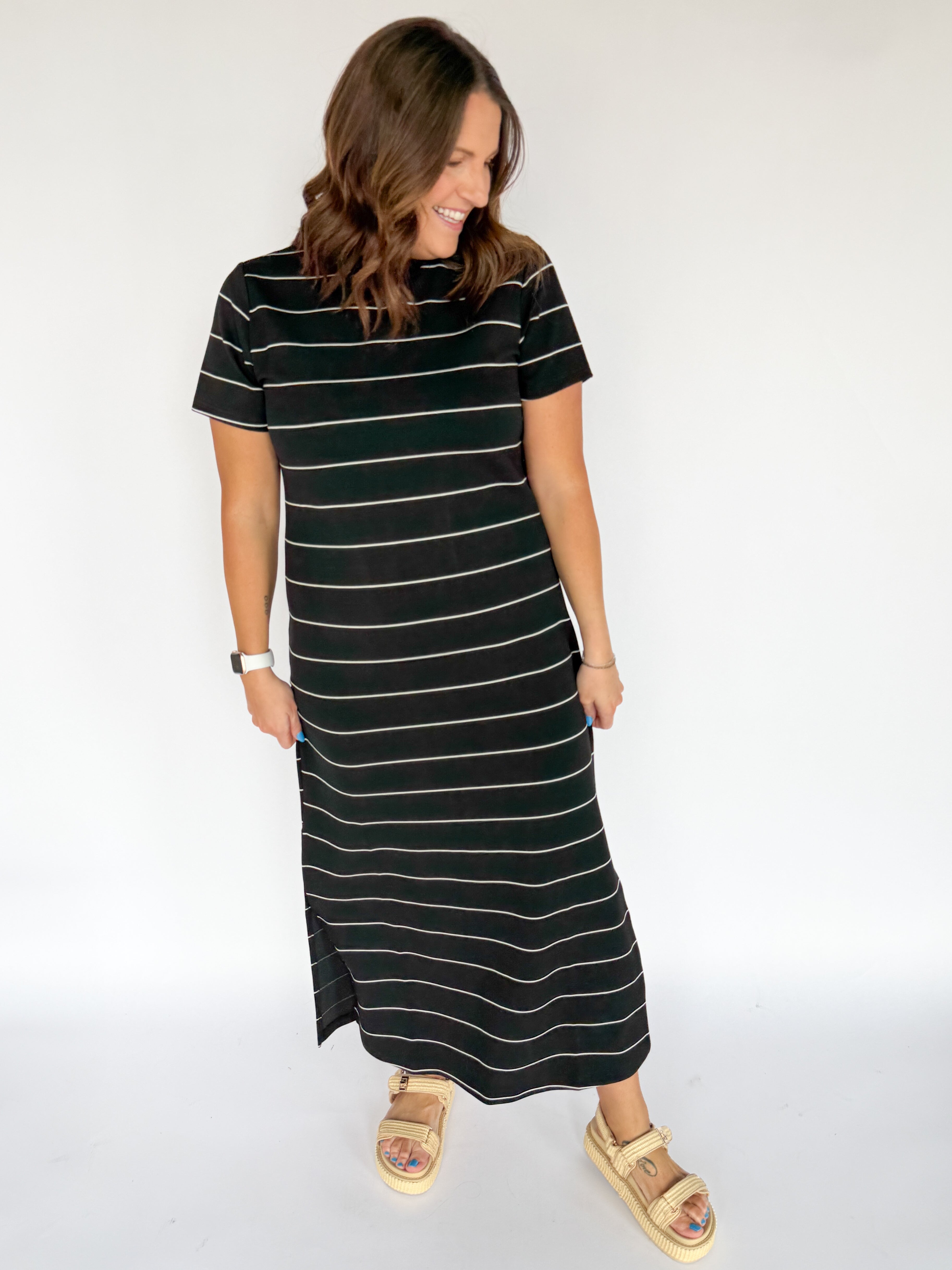 Scuba Maxi Dress- Stripe - Ana Patricia Boutique