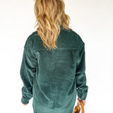 Corduroy Button Up Shirt- Forest Green - Ana Patricia Boutique
