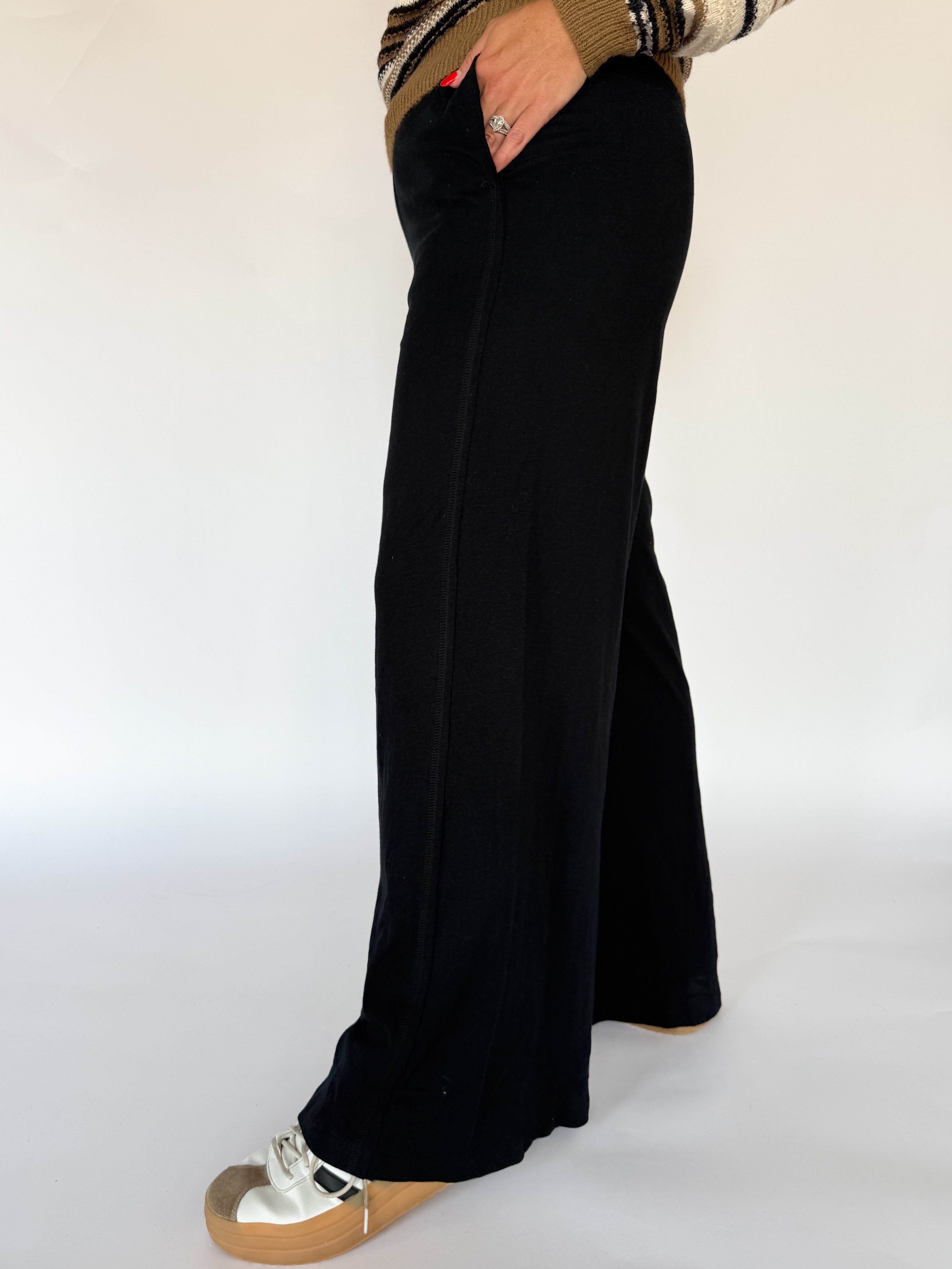 Everyday Wide Leg Pants- Black - Ana Patricia Boutique
