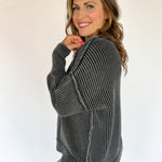 Washed Side Slit Sweater-Black - Ana Patricia Boutique