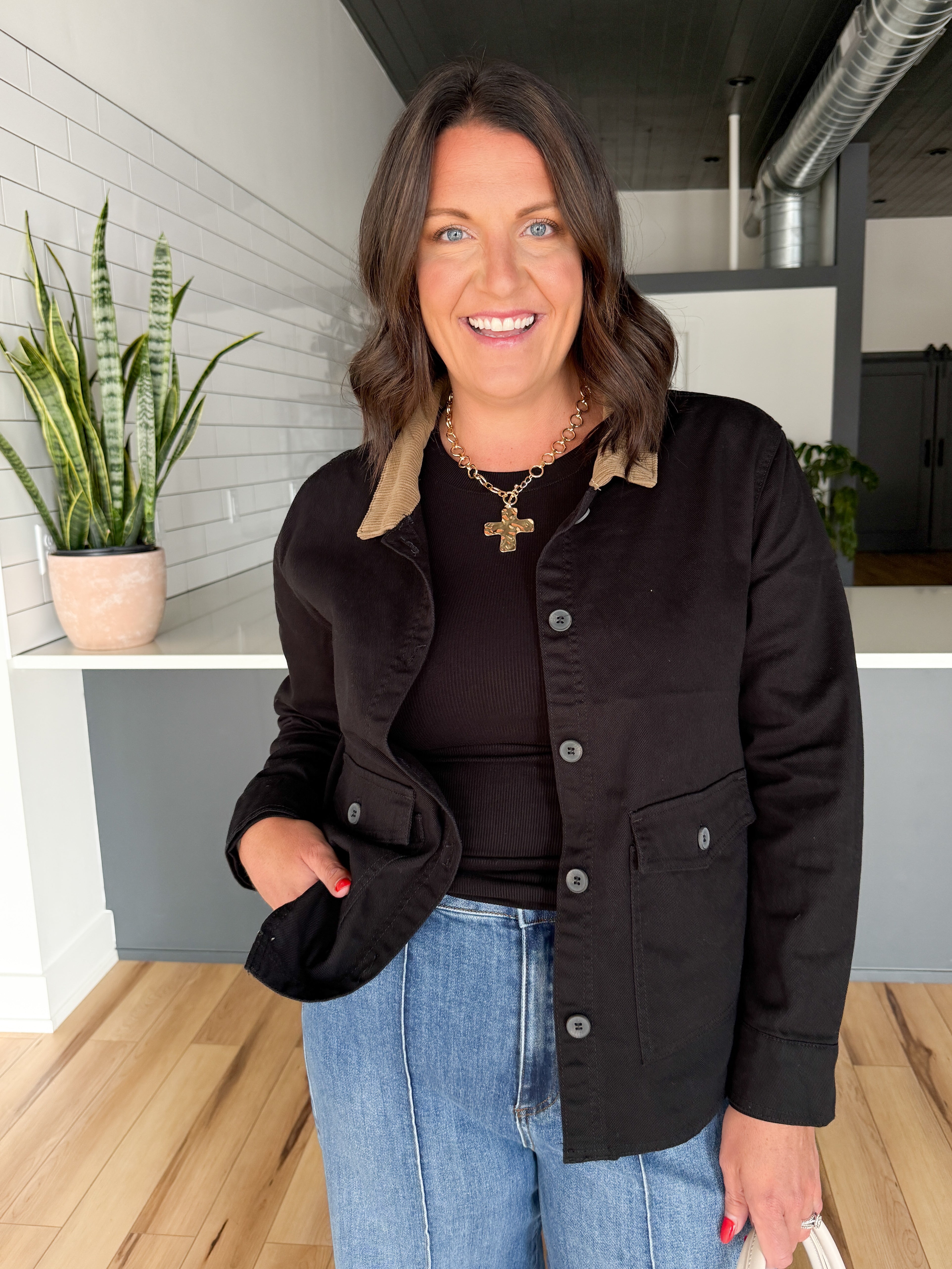 Twill Barn Jacket- Black - Ana Patricia Boutique