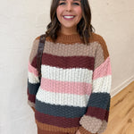 Colorblock Chunky Sweater- Mocha - Ana Patricia Boutique