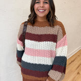 Colorblock Chunky Sweater- Mocha
