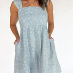 Floral Chambray Mini Dress - Ana Patricia Boutique