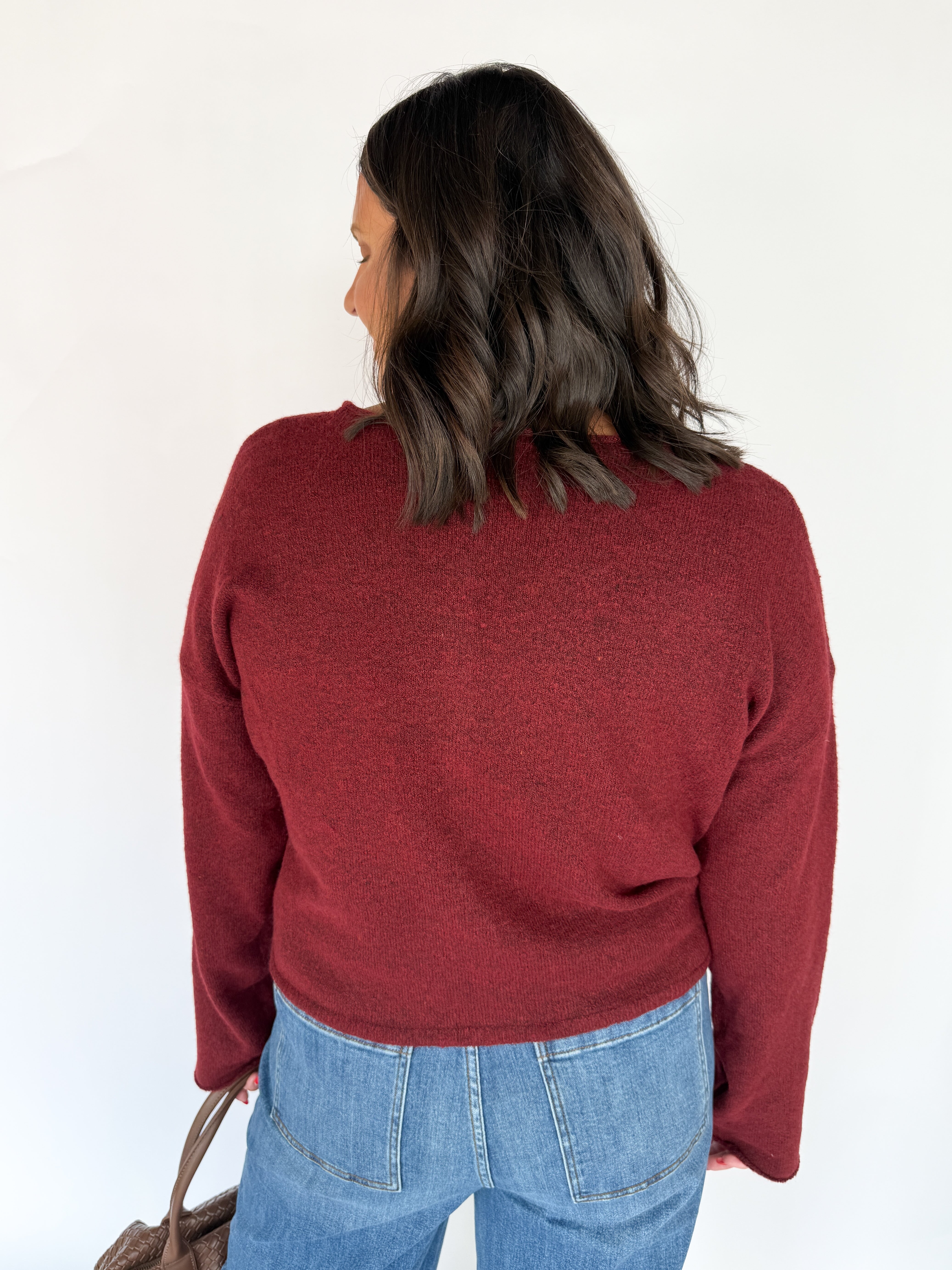 Classic Button Cardigan Top- Burgundy - Ana Patricia Boutique
