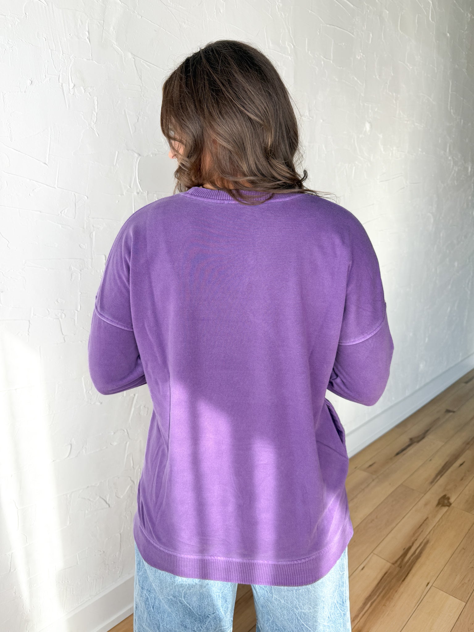 Hi-Lo Hem Pullover- Purple - Ana Patricia Boutique