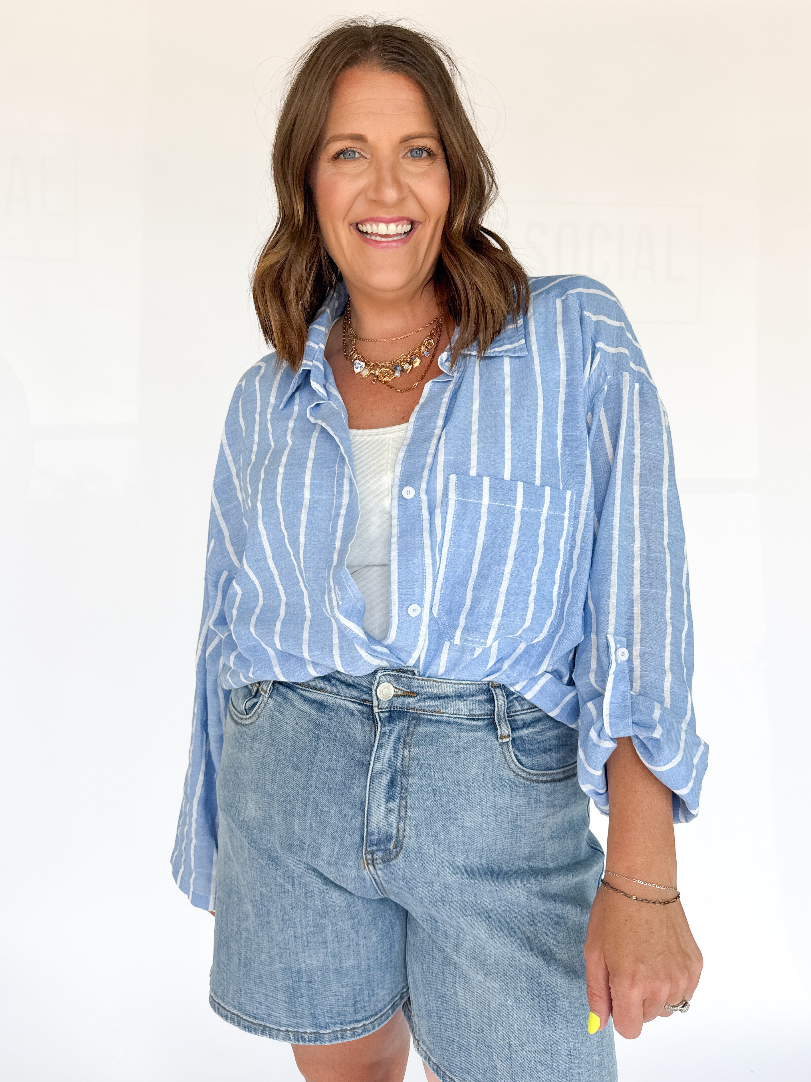 The Classic Blue and White Button Down - Ana Patricia Boutique