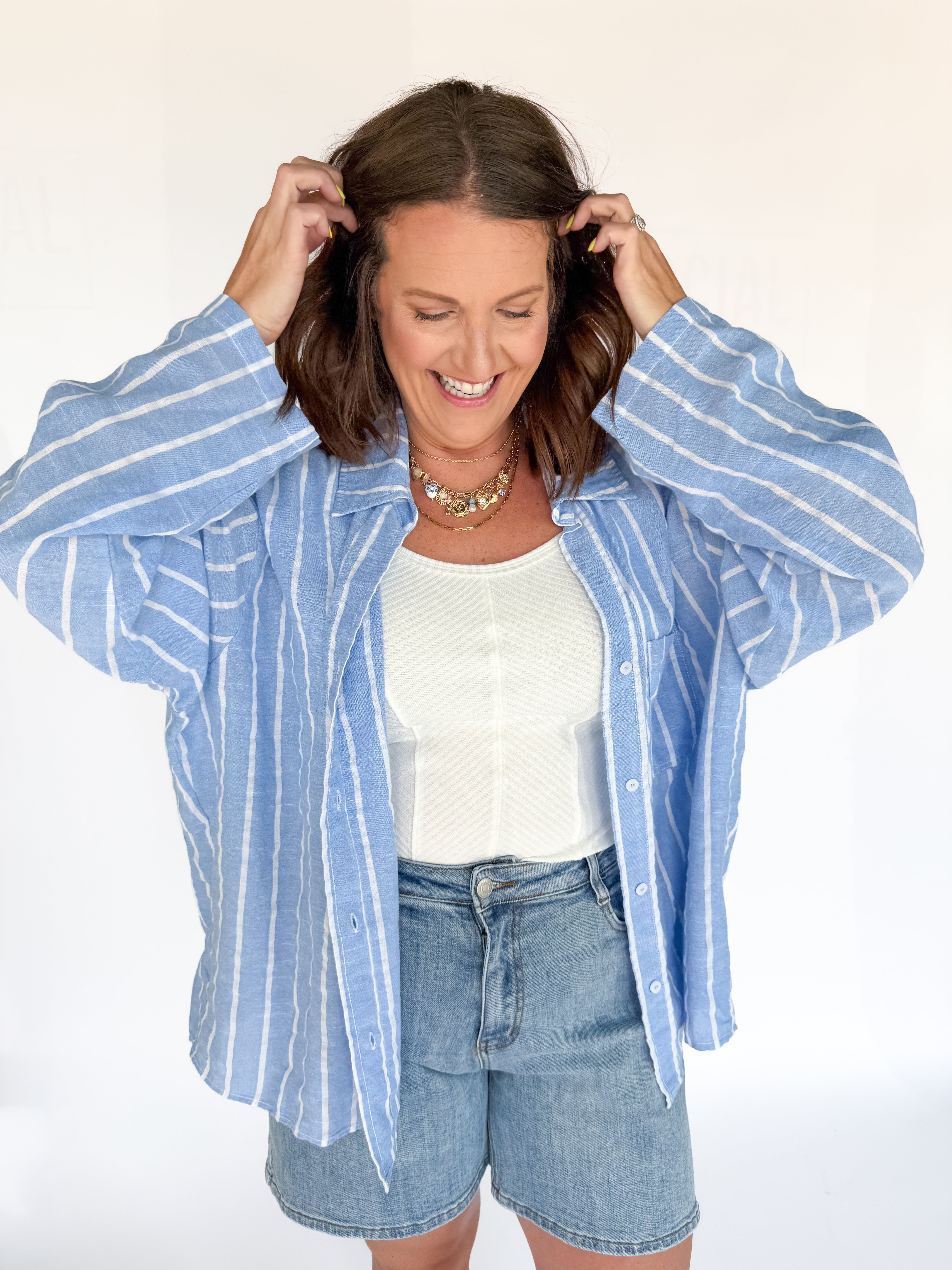 The Classic Blue and White Button Down - Ana Patricia Boutique