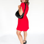V Neck Short Sleeve Dress- Red - Ana Patricia Boutique