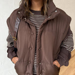 Oversized Puffer Vest- Brown - Ana Patricia Boutique