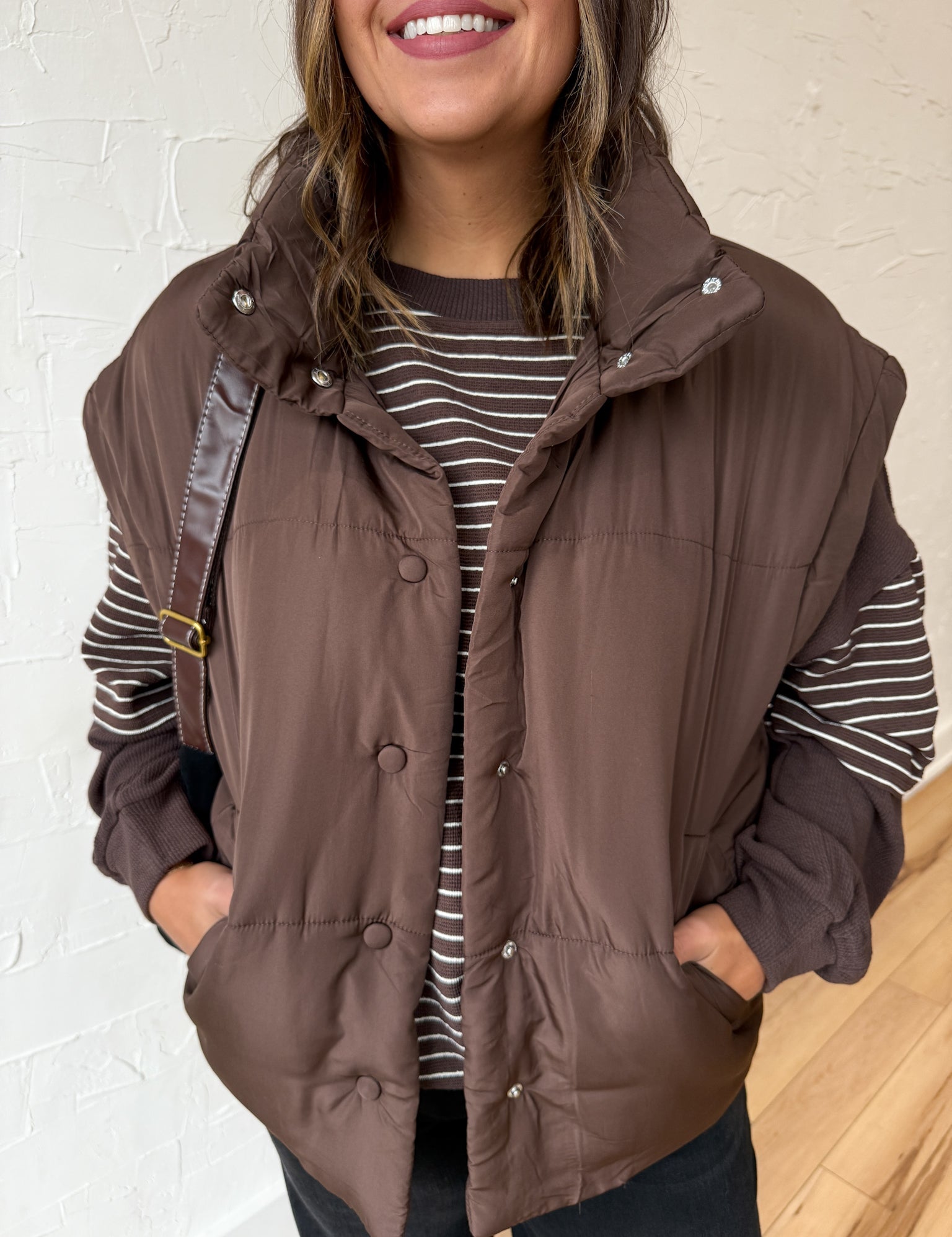 Oversized Puffer Vest- Brown - Ana Patricia Boutique