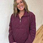 Quilted Half Zip Jacket- Cherry - Ana Patricia Boutique