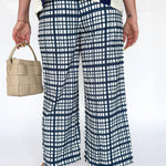 Check Plaid Print Pants- Navy - Ana Patricia Boutique