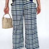 Check Plaid Print Pants- Navy - Ana Patricia Boutique