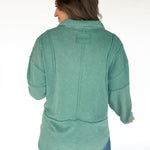 Collared Mineral Wash Top- Sage - Ana Patricia Boutique