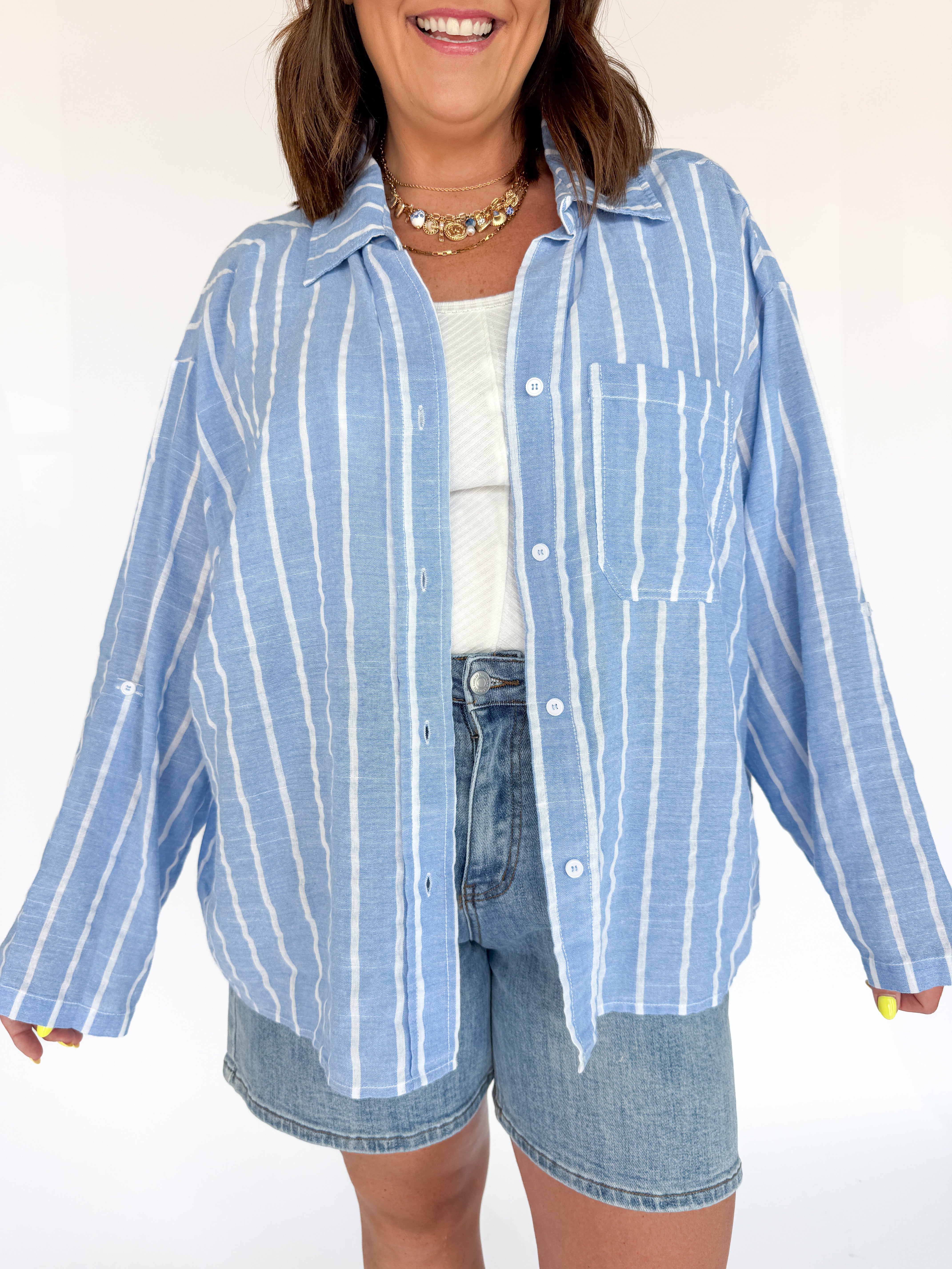 The Classic Blue and White Button Down - Ana Patricia Boutique