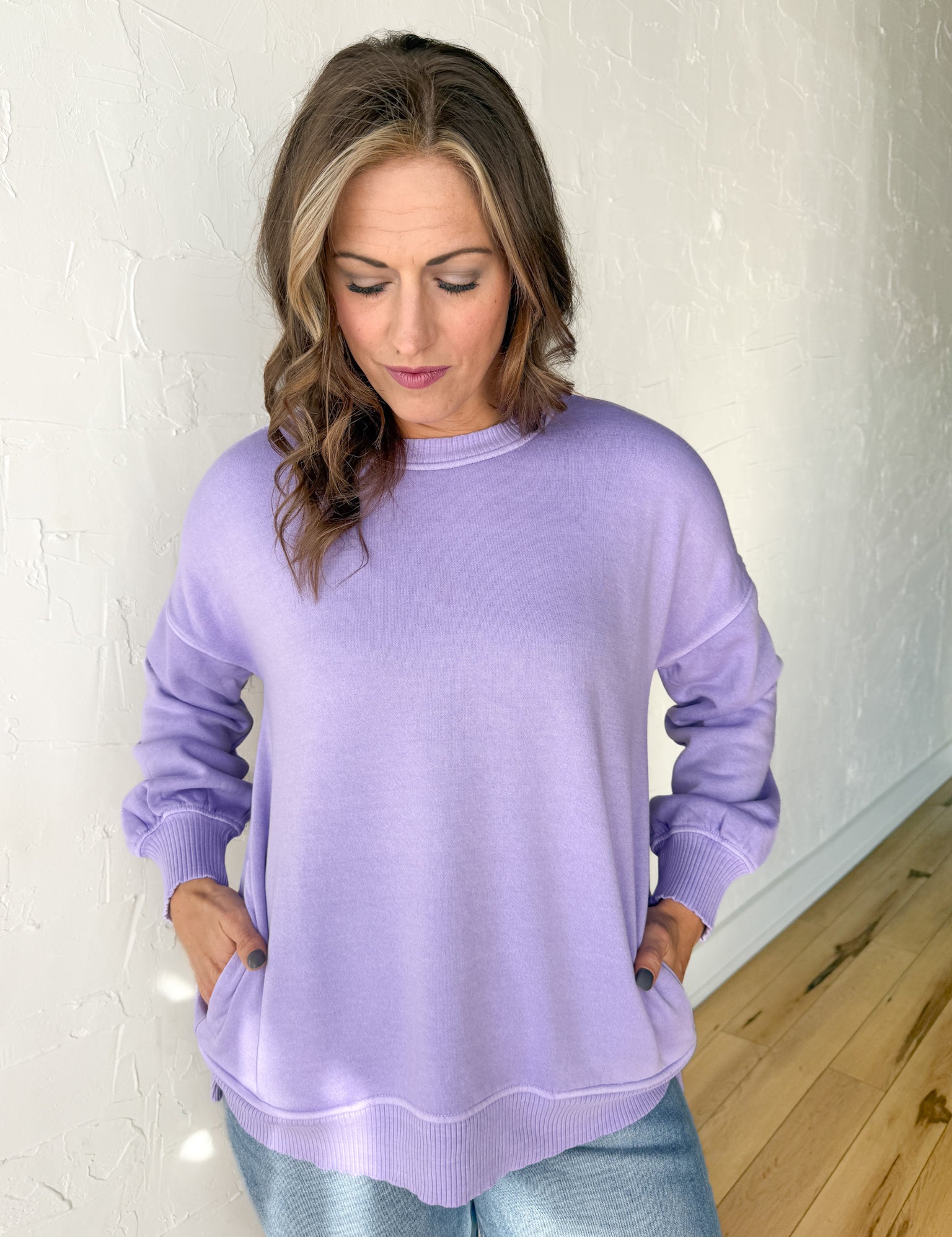 Hi-Lo Hem Pullover- Lavender - Ana Patricia Boutique