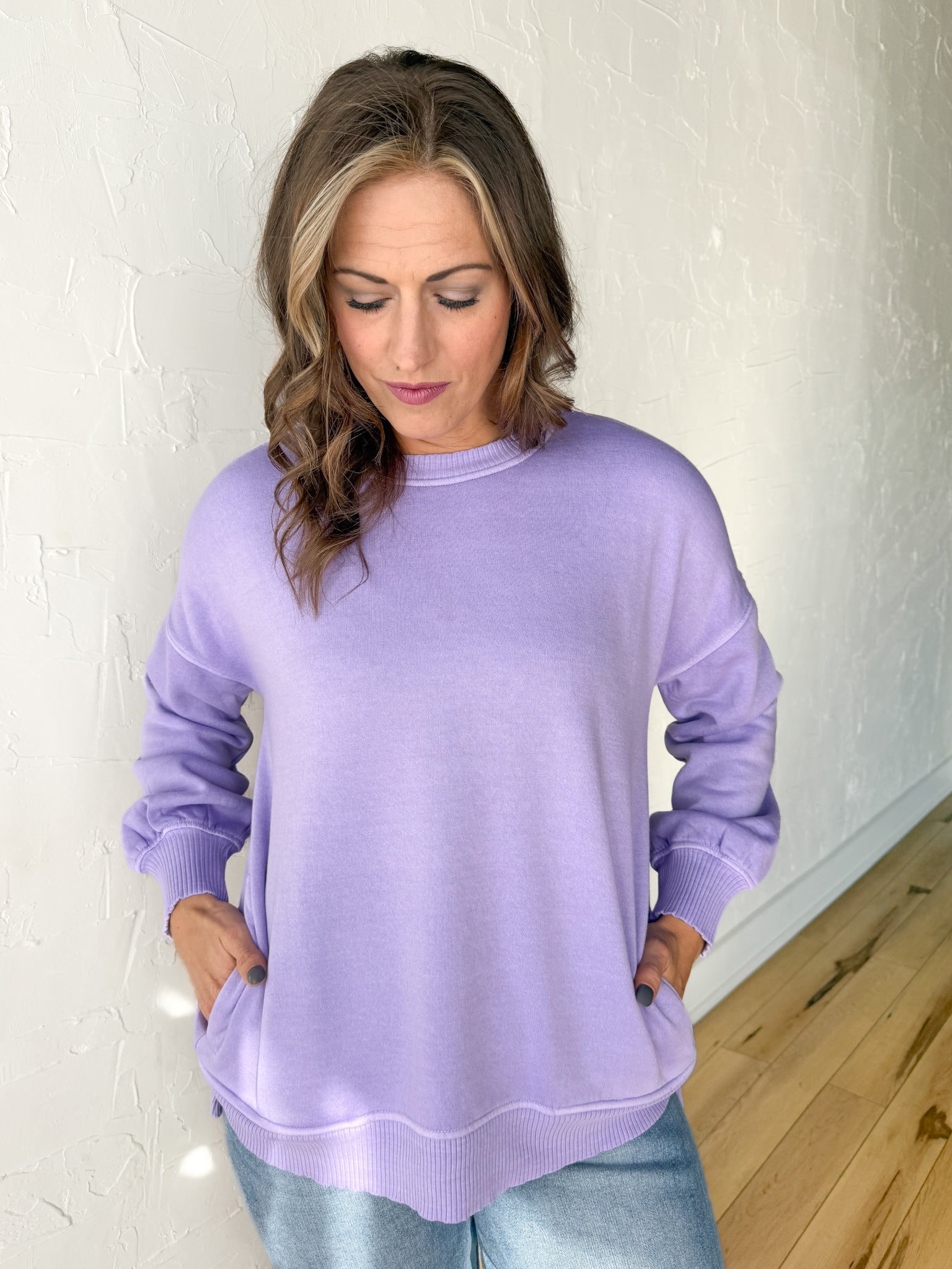 Hi-Lo Hem Pullover- Lavender - Ana Patricia Boutique