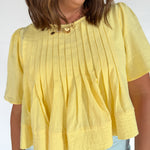 Flutter Sleeve Pintuck Top- Yellow - Ana Patricia Boutique