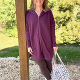 Longline Zip Up Jacket- Dk.Plum
