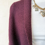 Long Line Open Front Cardigan- Cherry
