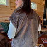 Oversized Sherpa Vest- Brown
