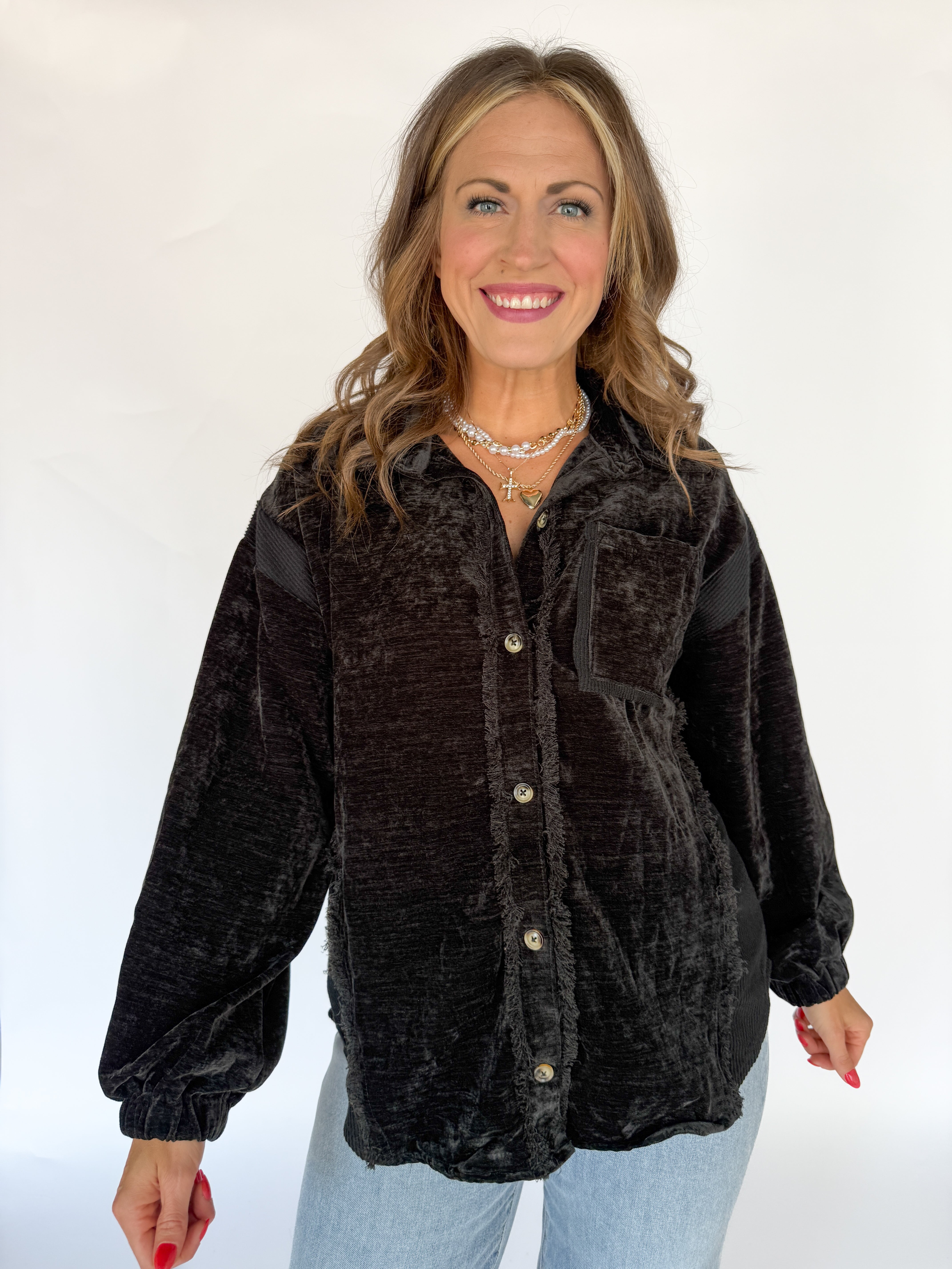 Button Down Jacket- Black - Ana Patricia Boutique