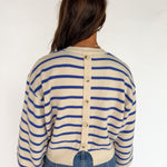 Striped Crewneck Sweater- Blue - Ana Patricia Boutique