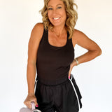Tiger Shortsie Romper- Black - Ana Patricia Boutique