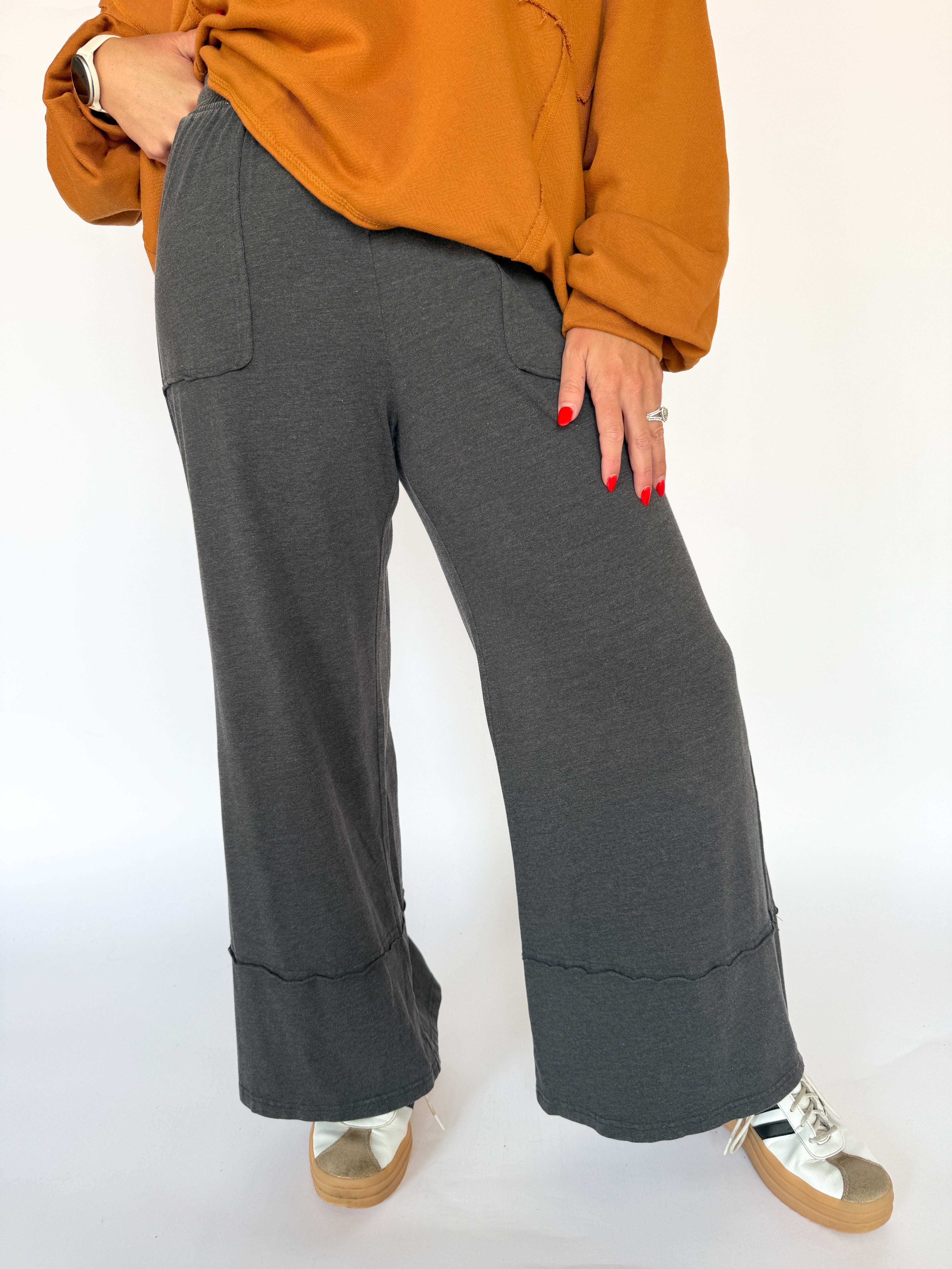 Cotton Slub Lounge Pant-Charcoal - Ana Patricia Boutique