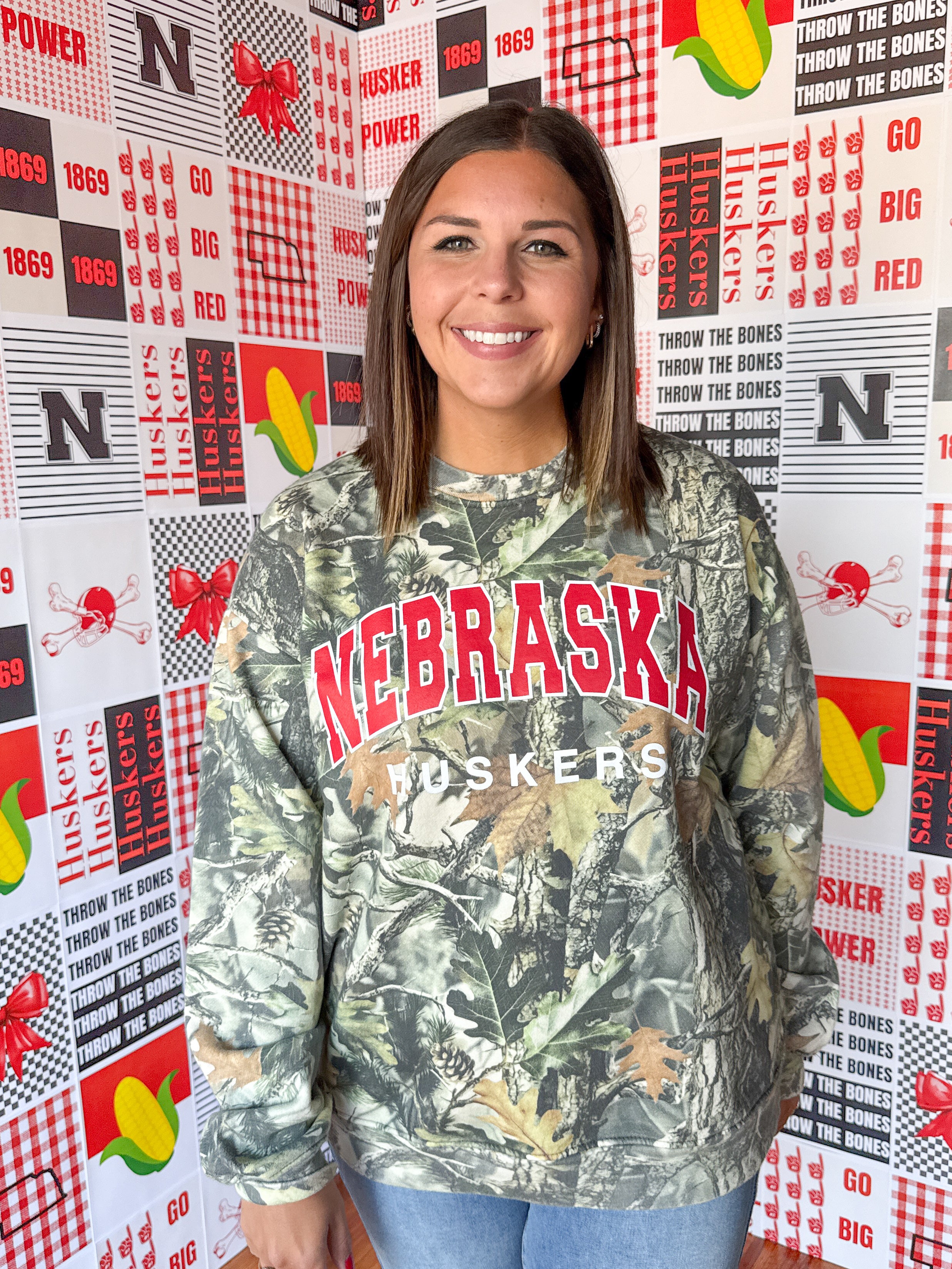 Huskers Camoflauge Sweatshirt - Ana Patricia Boutique