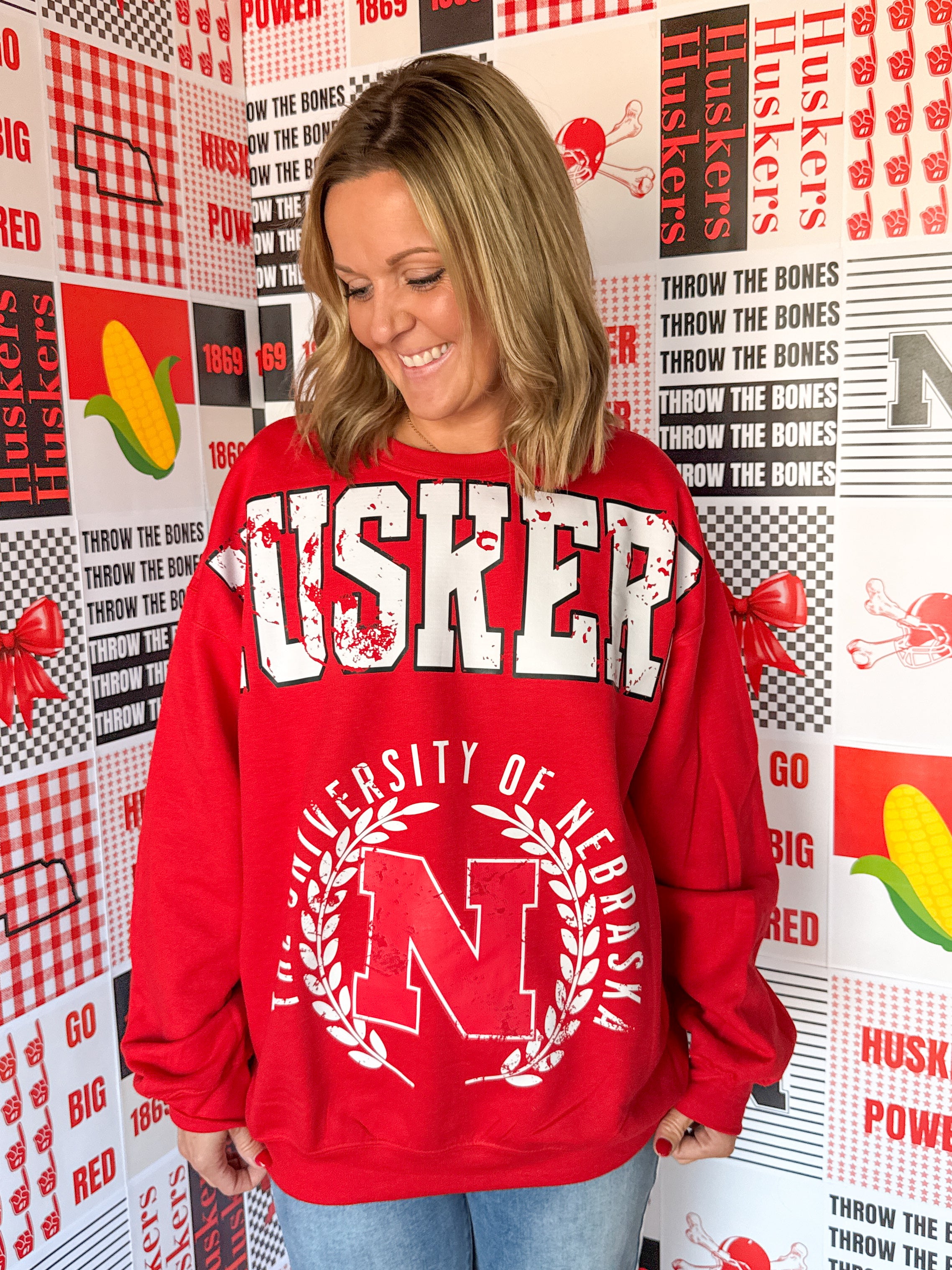 University of Nebraska Crewneck-Red - Ana Patricia Boutique