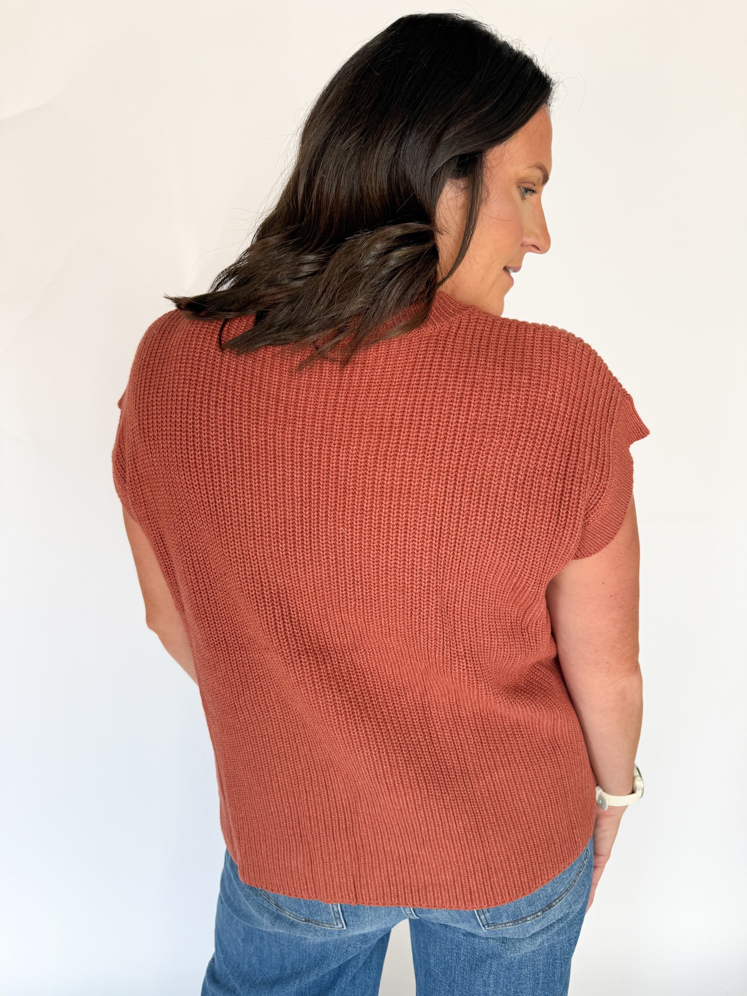 Horseshoe Ribbed Sweater- Rust - Ana Patricia Boutique