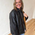 Faux Leather Jacket- Black - Ana Patricia Boutique