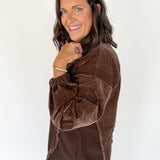 Button Down Jacket- Chocolate - Ana Patricia Boutique