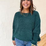 Chenille Oversized Sweater- Dark Green - Ana Patricia Boutique