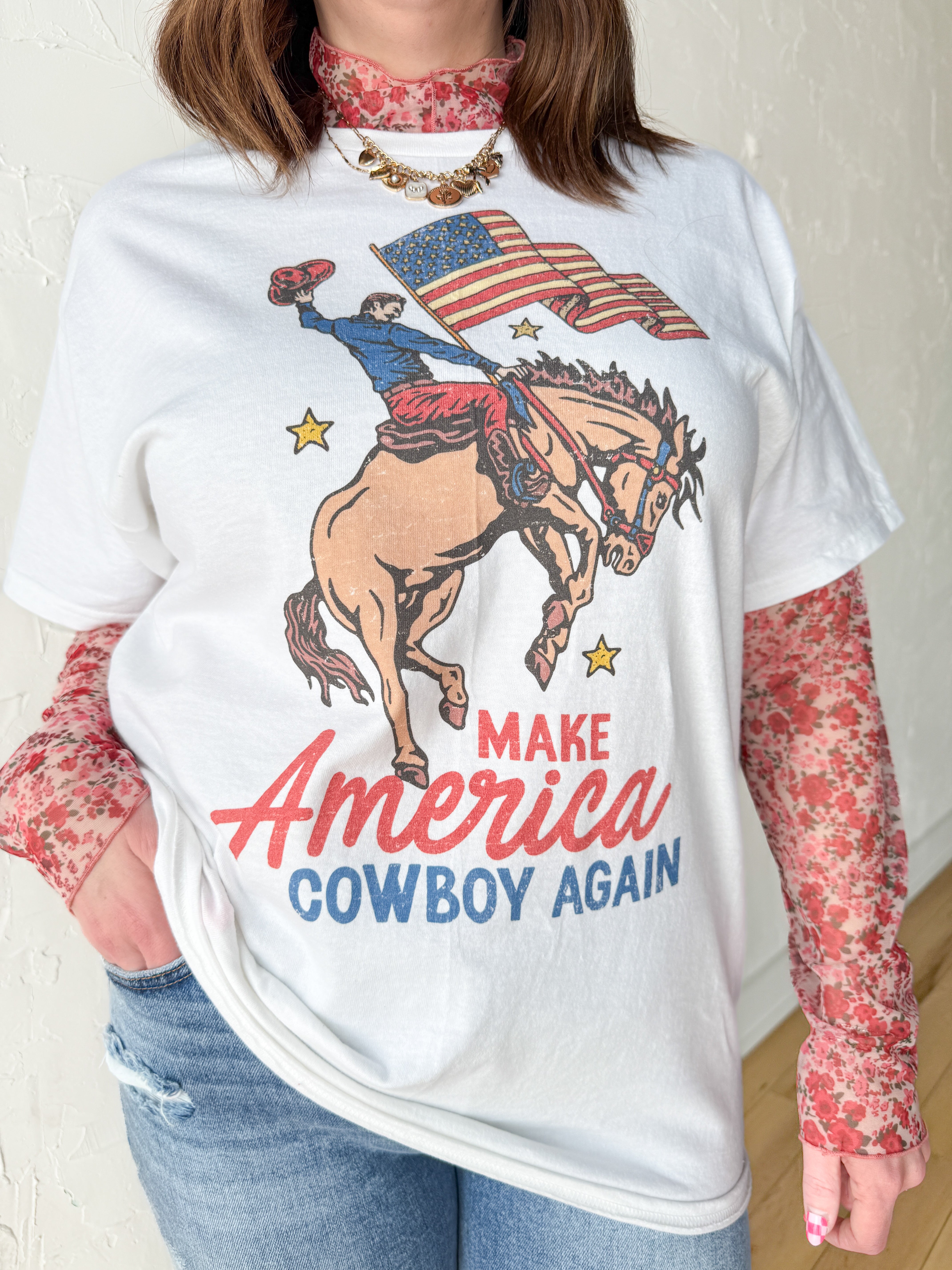 Make America Cowboy Again Tee- White - Ana Patricia Boutique