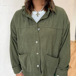 Corduroy Button Up Jacket- Olive - Ana Patricia Boutique