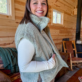 Oversized Sherpa Vest- Olive