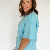 Mineral Wash Oversized Tee-Blue - Ana Patricia Boutique
