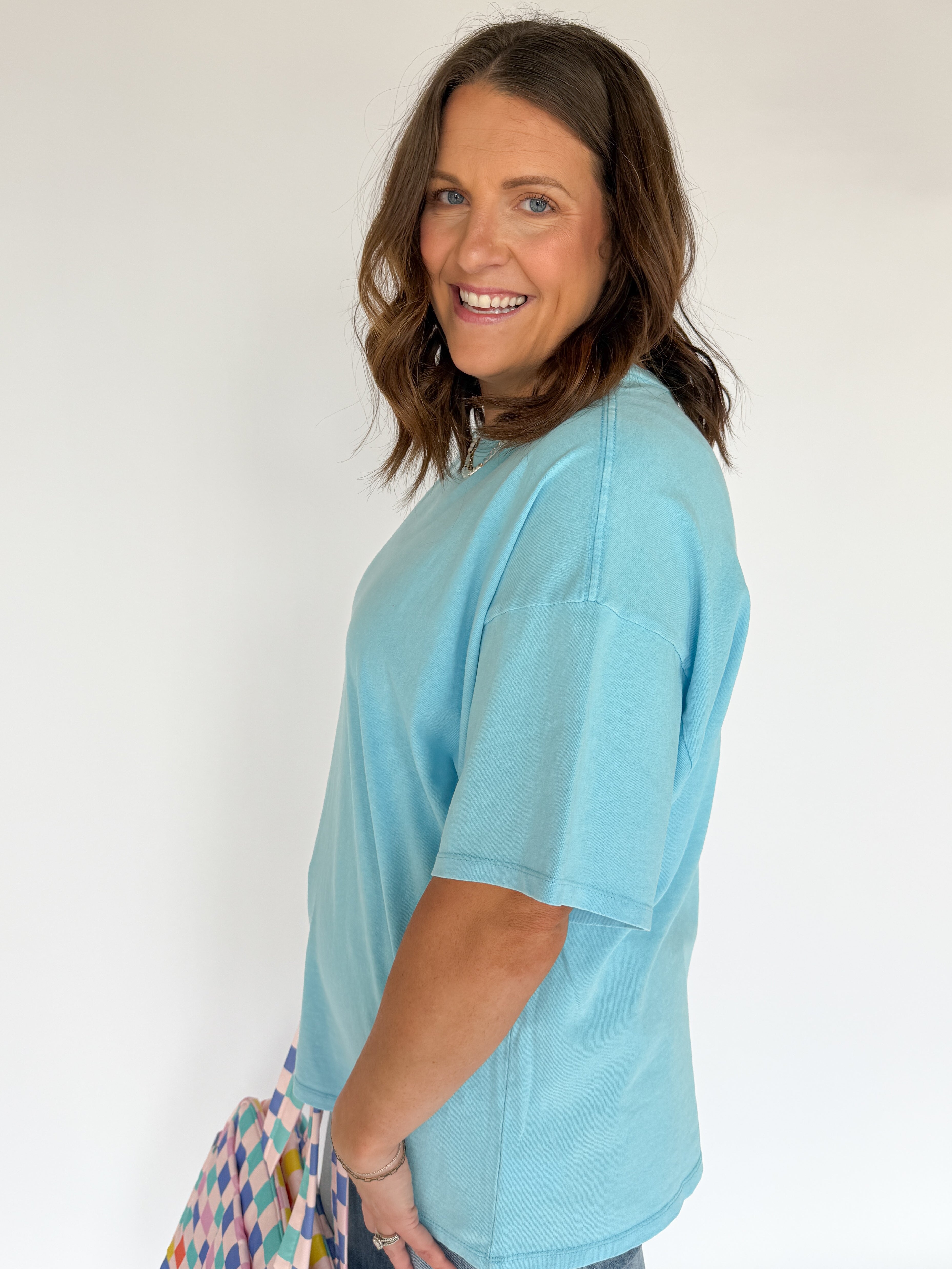 Mineral Wash Oversized Tee-Blue - Ana Patricia Boutique