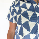 Geometric Button Up Dress- Blue - Ana Patricia Boutique