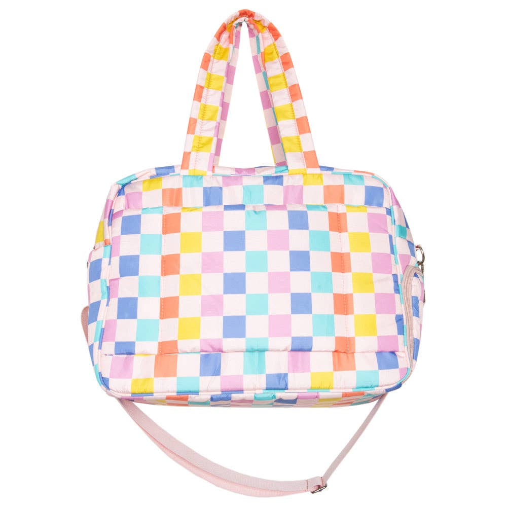 Multicolored Checkerprint Weekend Duffle Bag: Multi Checker - Ana Patricia Boutique