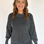 Washed Side Slit Sweater-Black - Ana Patricia Boutique