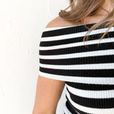 Off The Shoulder Top- Black/White - Ana Patricia Boutique