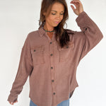 Mineral Wash Shacket-Chestnut - Ana Patricia Boutique