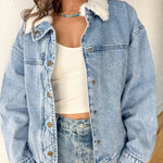 Sherpa Collared Denim Jacket - Ana Patricia Boutique