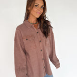 Mineral Wash Shacket-Chestnut - Ana Patricia Boutique