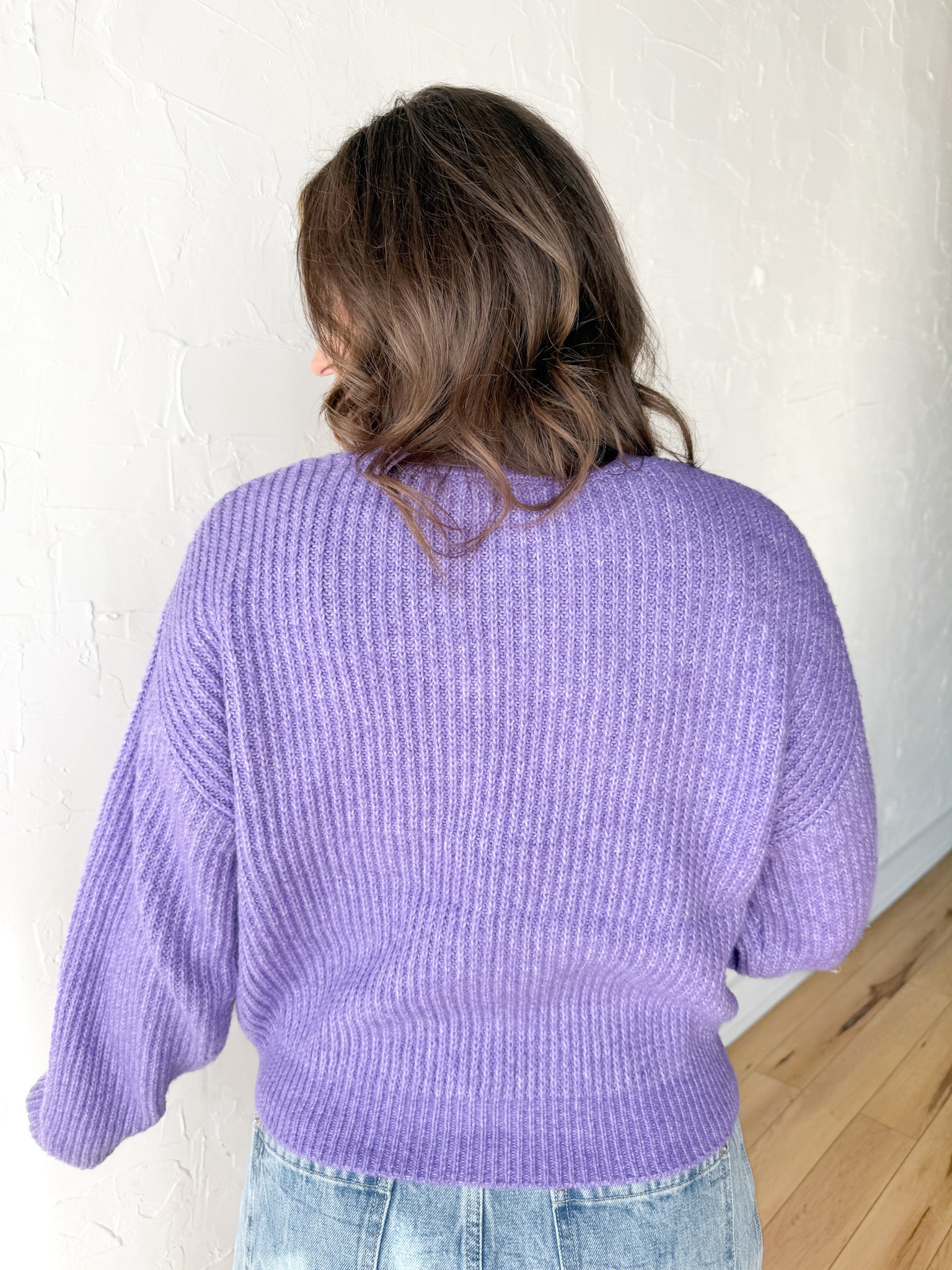 Ribbed Crewneck Sweater- Purple - Ana Patricia Boutique