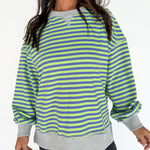 Stripe Comfy Pullover-Green/Blue - Ana Patricia Boutique